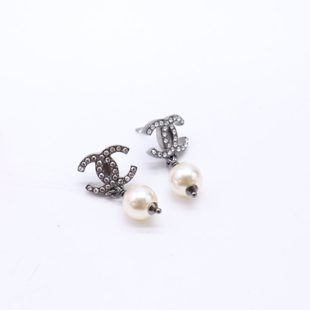 Chanel Ruthenium CC Drop Earrings Twins LDJ5627