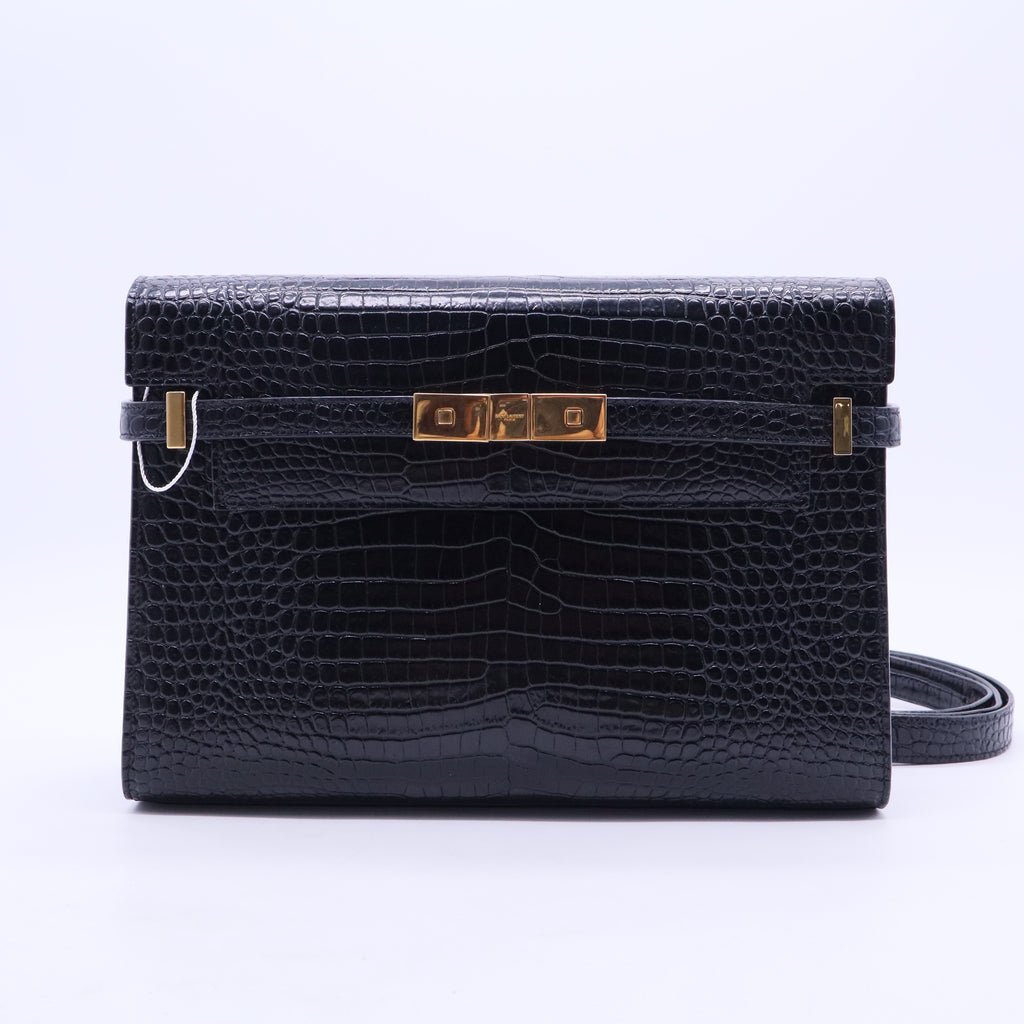 Manhattan Shoulder Bag Crocodile Embossed Leather Medium Twins LDJ2783