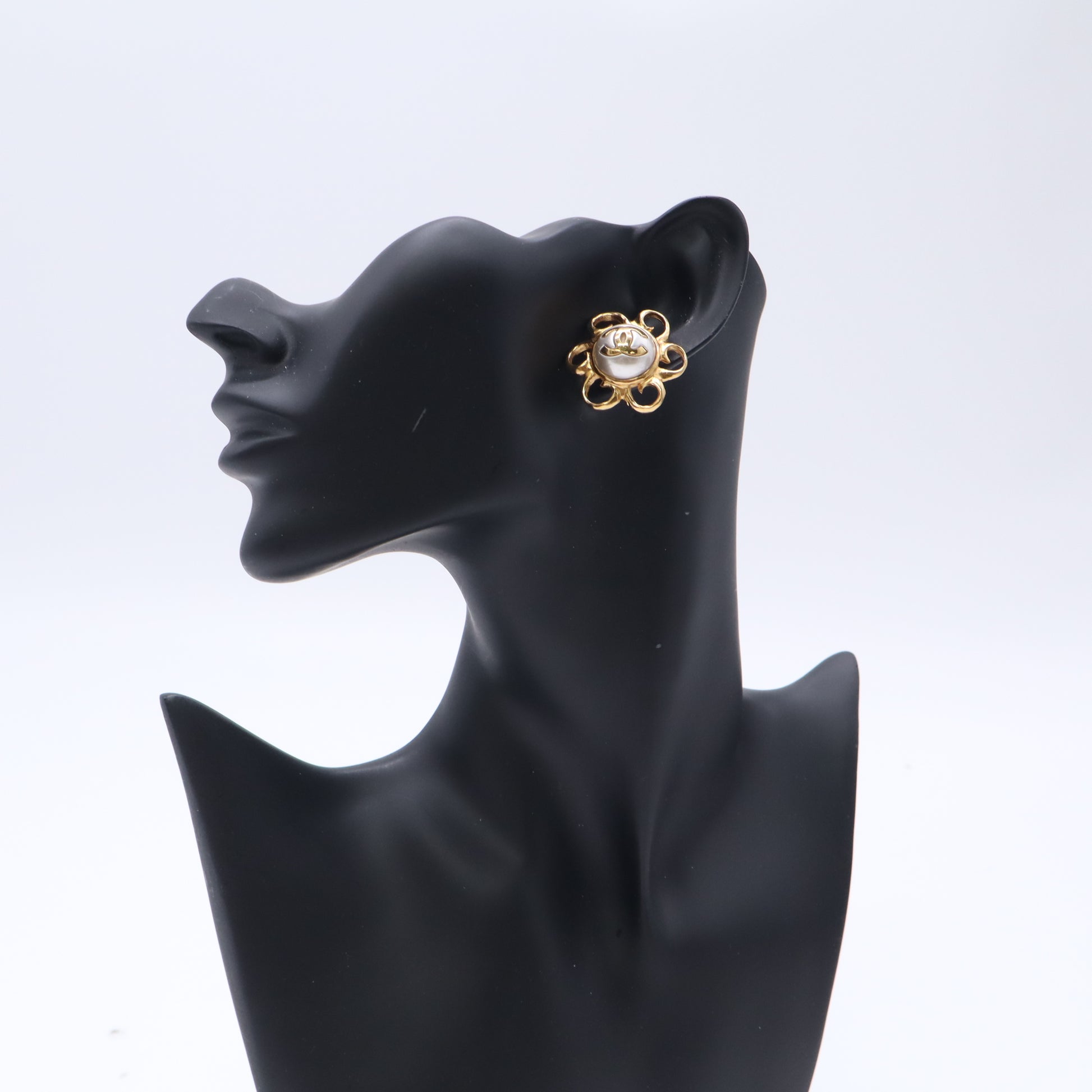 Chanel Cruise 2023 Gold Faux Camellia Flower CC Stud Earrings Twins LDJ5631