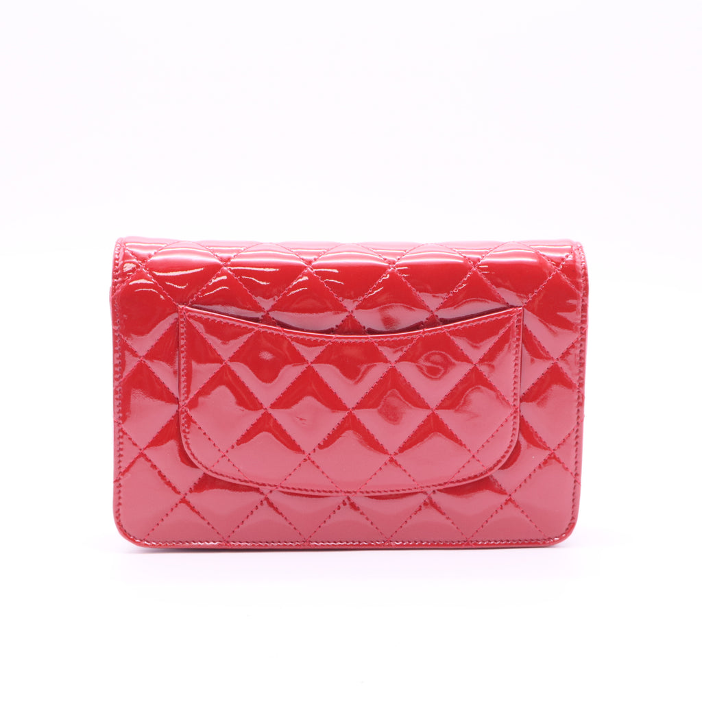 Red Quilted Patent Leather Classic WOC Clutch Bag twins