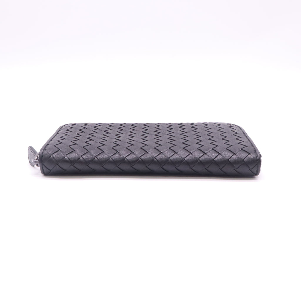 Black Intrecciato Zip Around Wallet W22626
