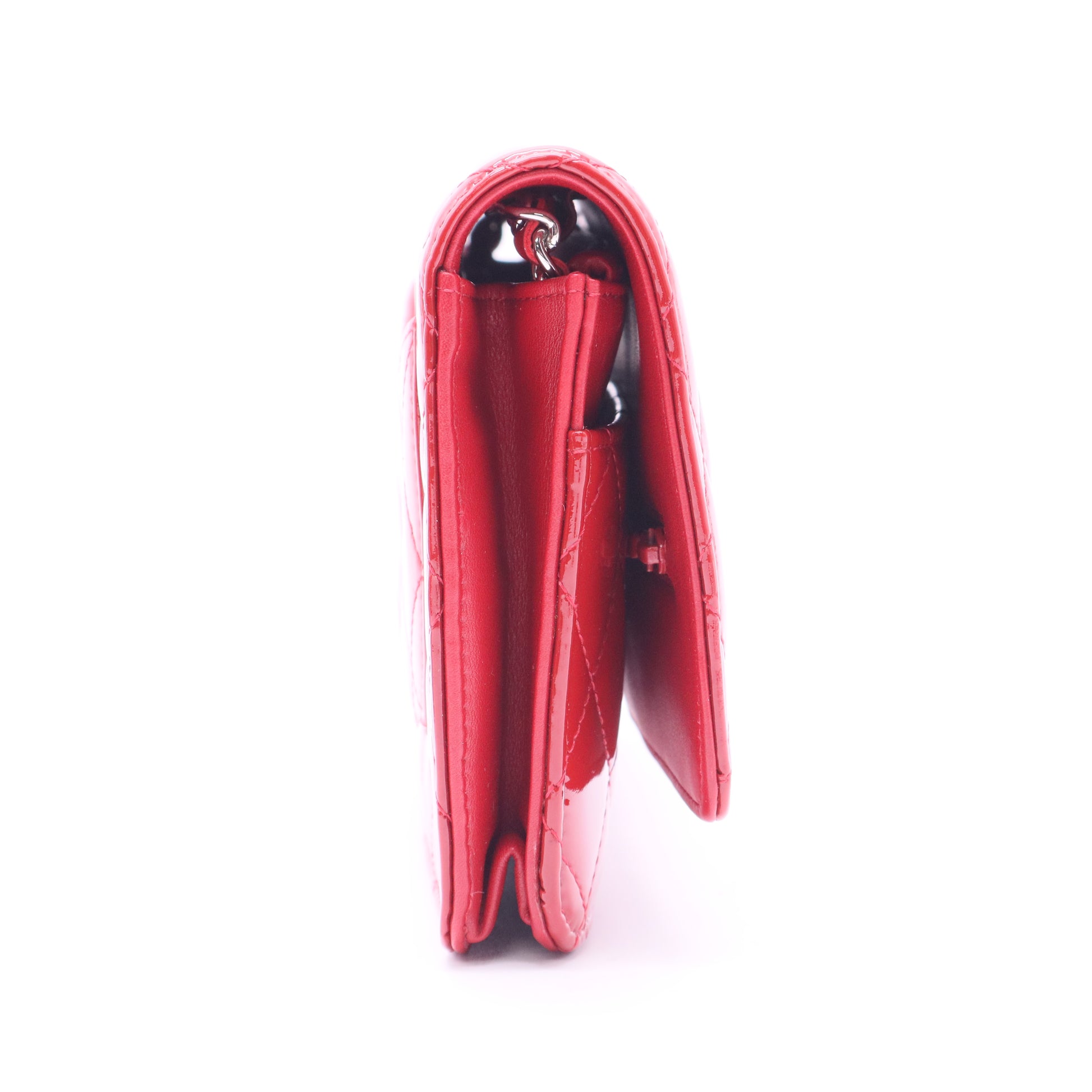 Red Quilted Patent Leather Classic WOC Clutch Bag twins