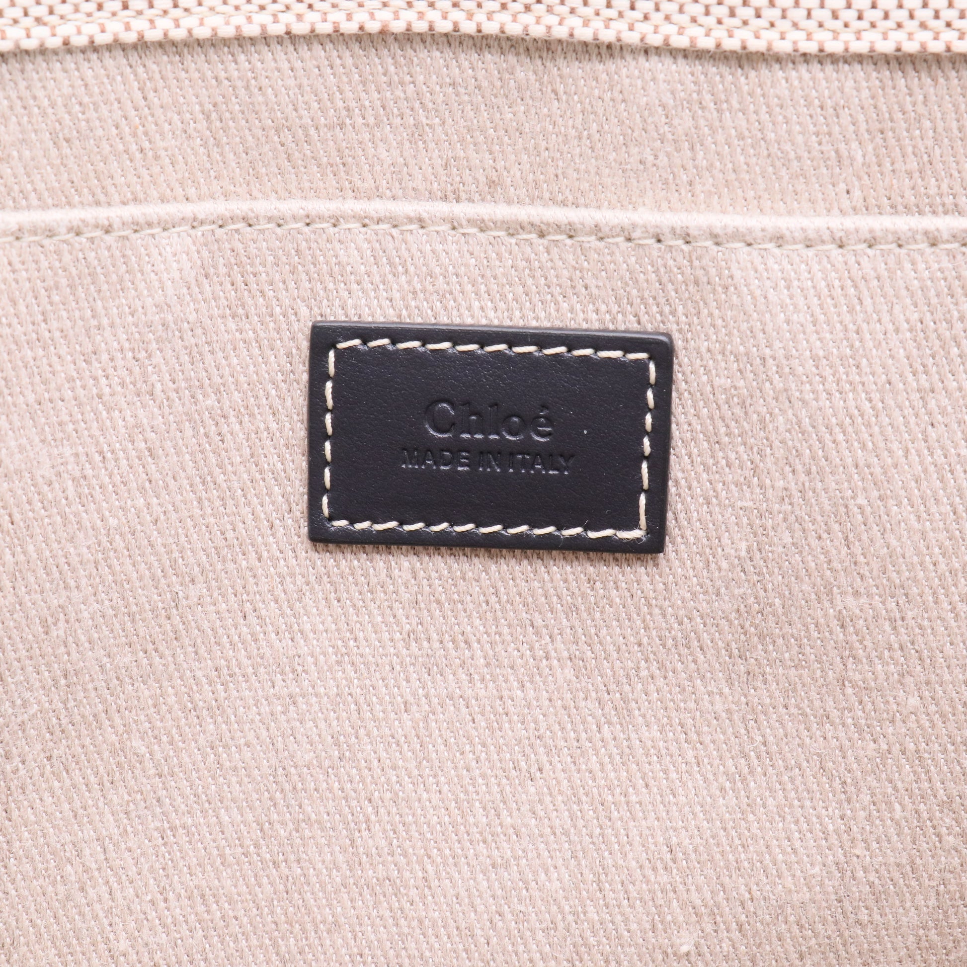 Chloe Woody Tote Beige Black Canvas Medium J2118 twins