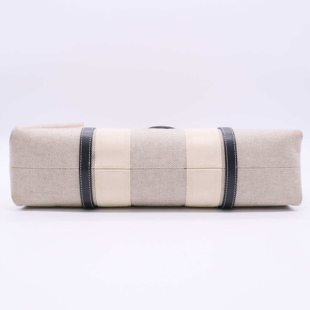 Chloe Woody Tote Beige Black Canvas Medium J2118 twins