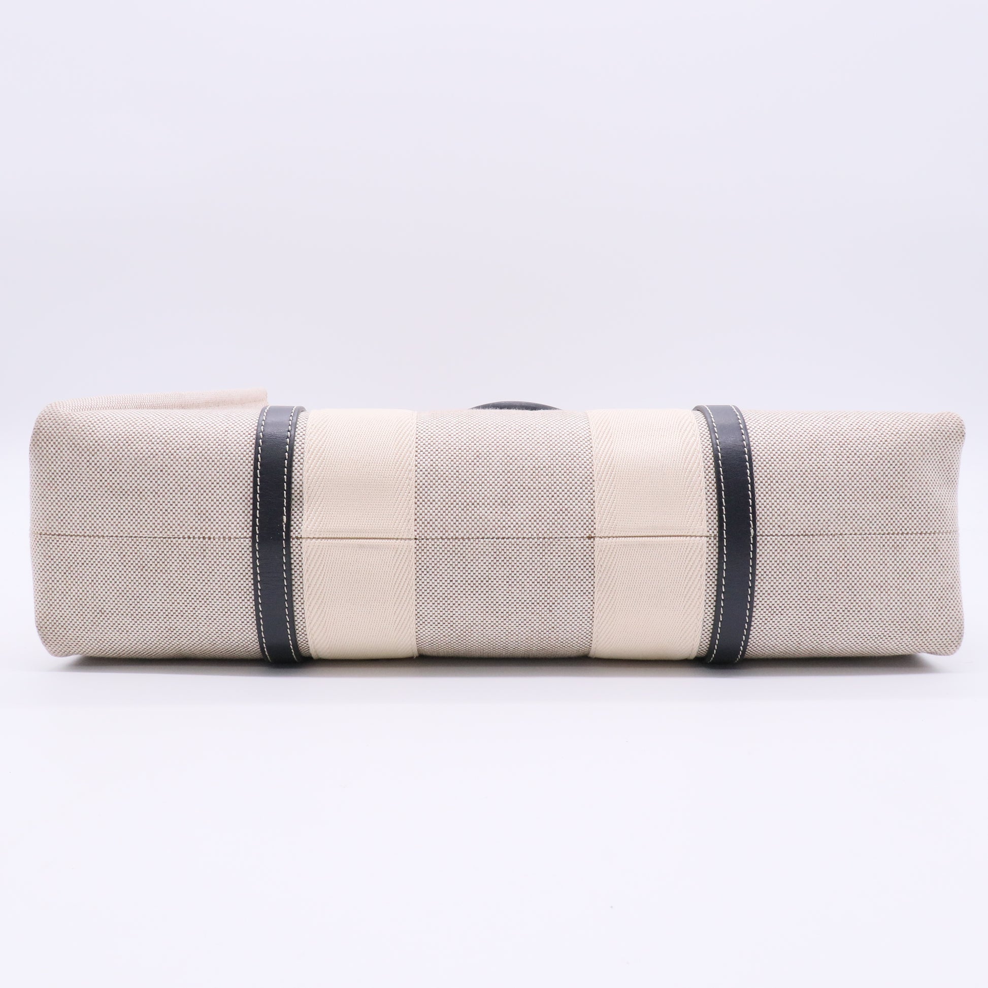 Chloe Woody Tote Beige Black Canvas Medium J2118 twins