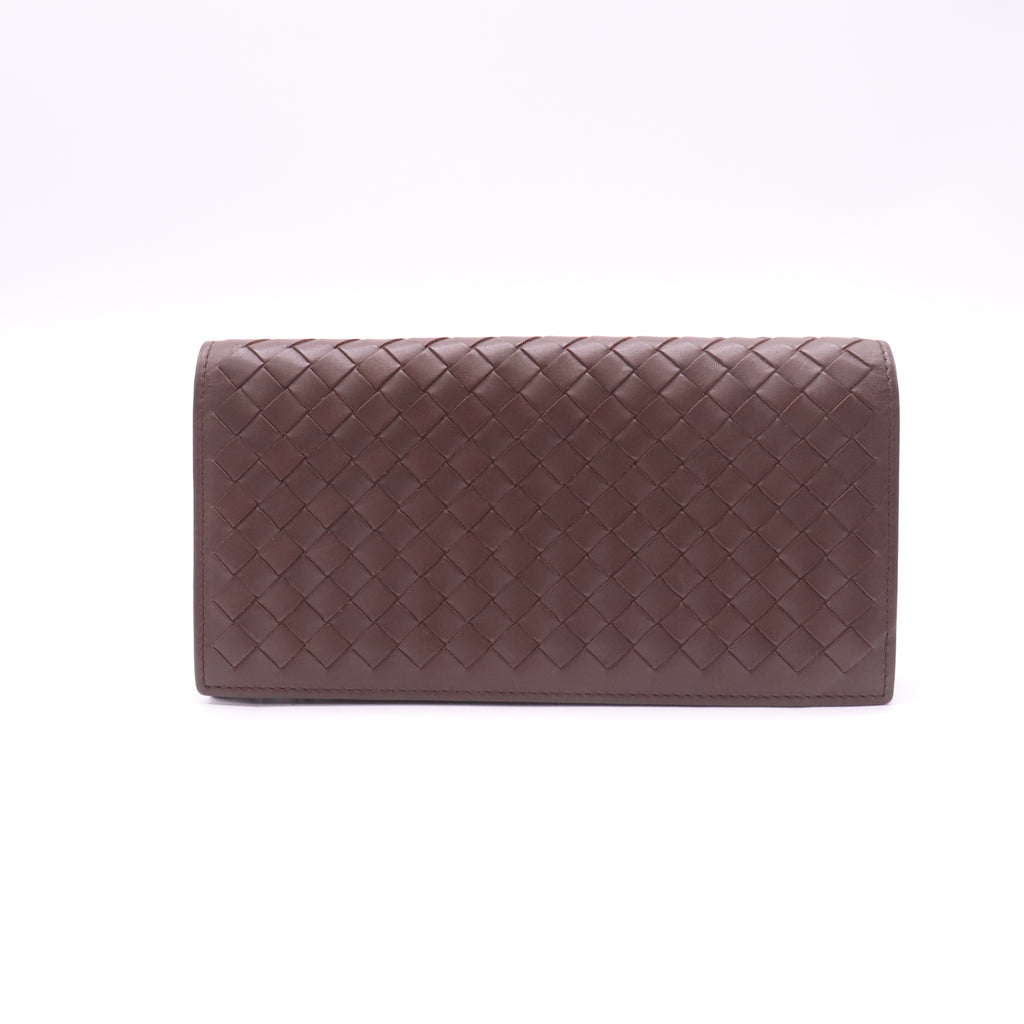 Brown Intrecciato Nappa Leather Flap Wallet W22627