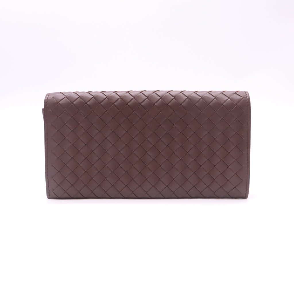 Brown Intrecciato Nappa Leather Flap Wallet W22627