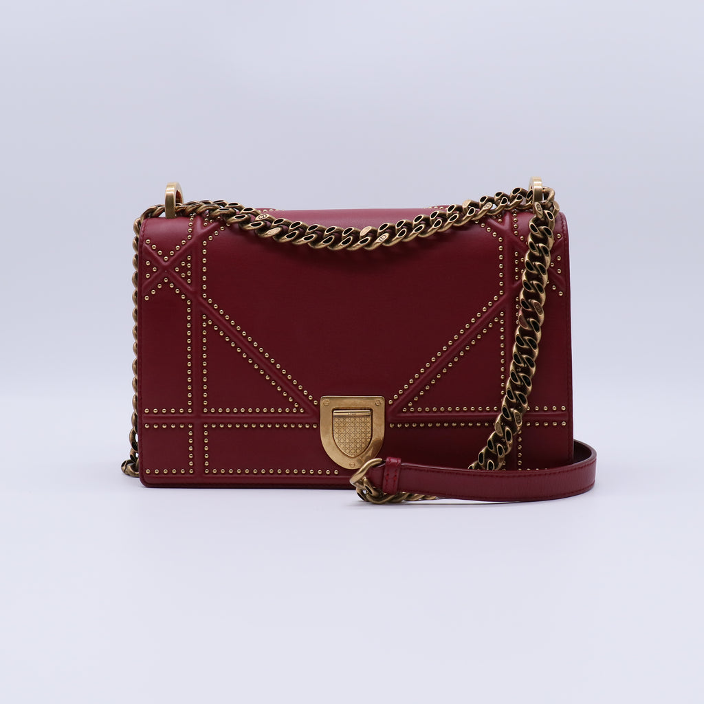 Lambskin Studded Medium Diorama Flap Bag B22190