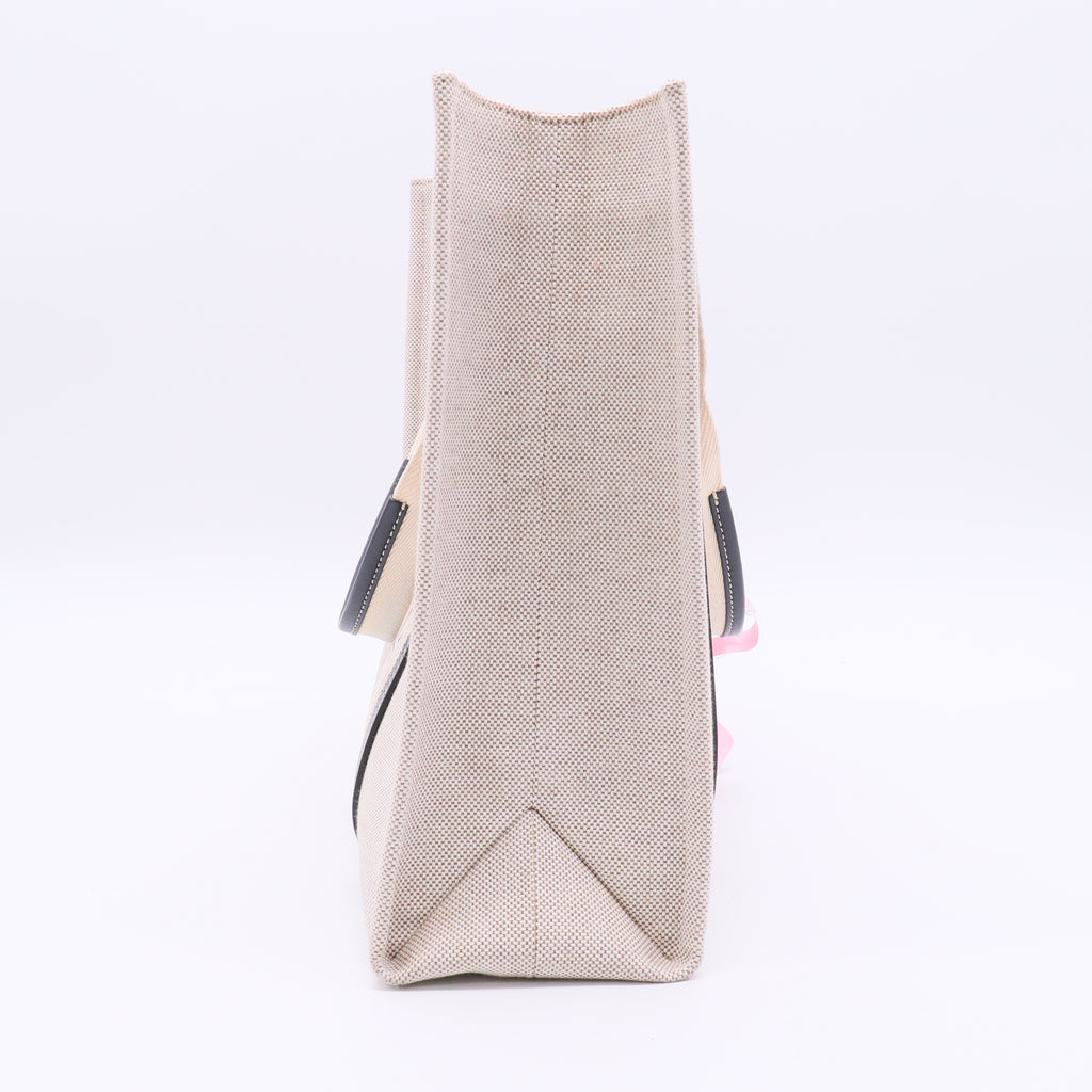 Chloe Woody Tote Beige Black Canvas Medium J2118 twins