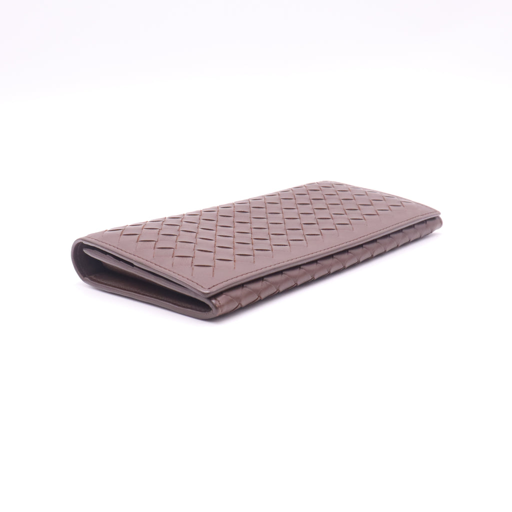 Brown Intrecciato Nappa Leather Flap Wallet W22627