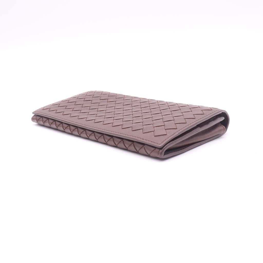Brown Intrecciato Nappa Leather Flap Wallet W22627