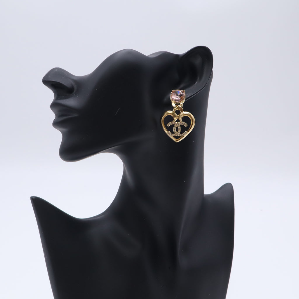 Chanel 2023 CC Open Heart Drop Earrings Twins LDJ5638