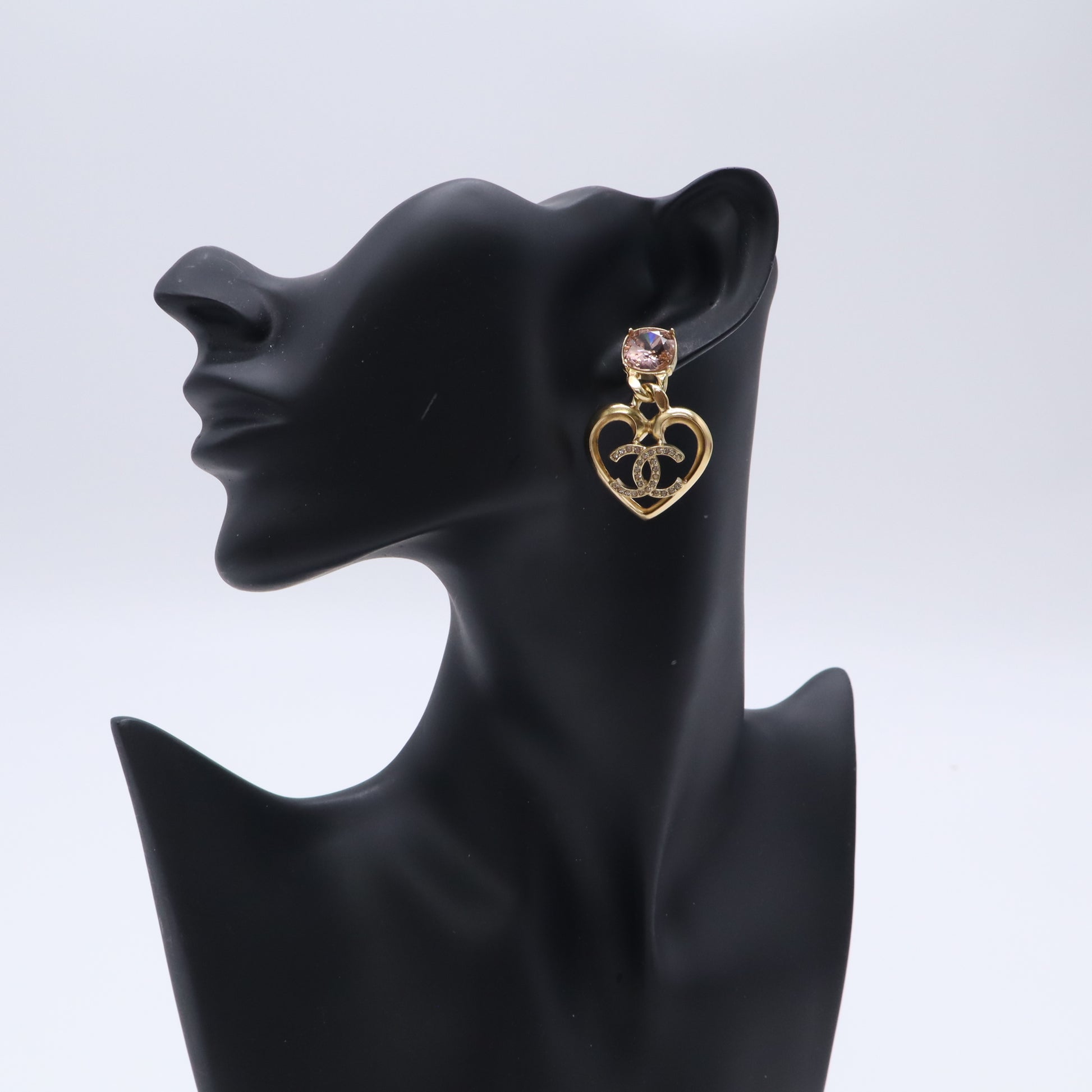 Chanel 2023 CC Open Heart Drop Earrings Twins LDJ5638
