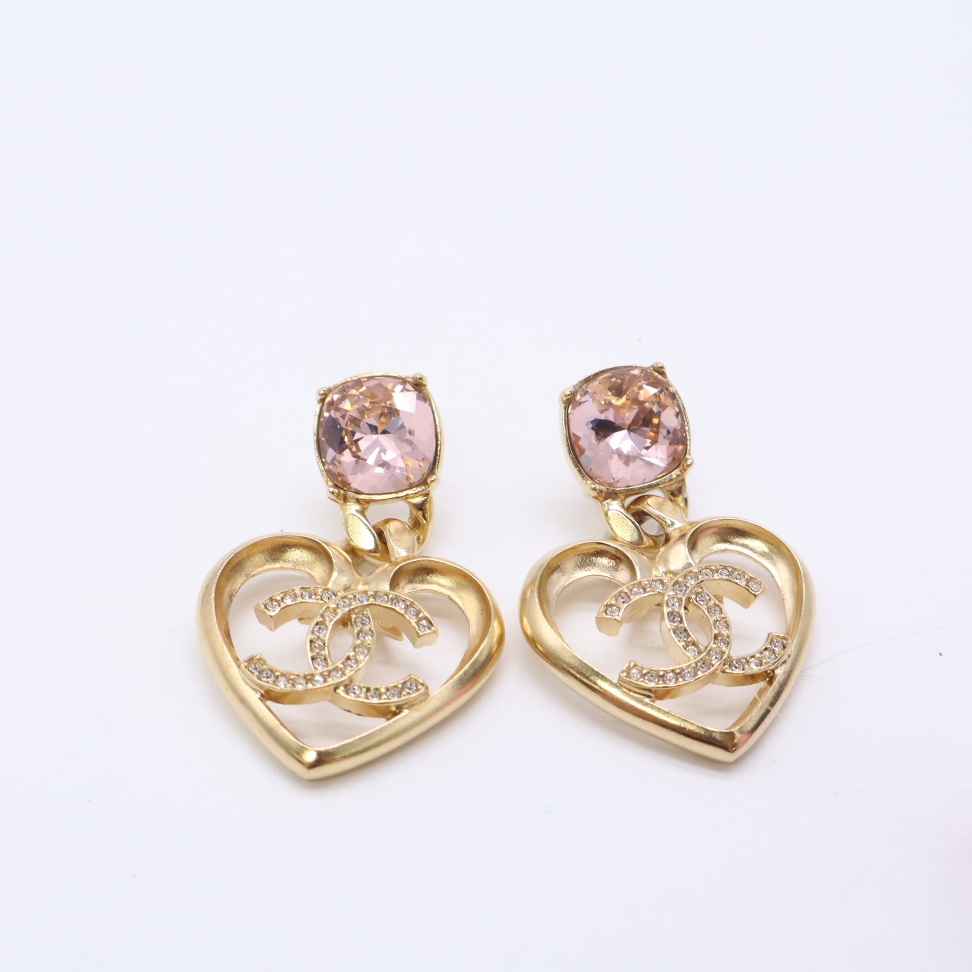 Chanel 2023 CC Open Heart Drop Earrings Twins LDJ5638
