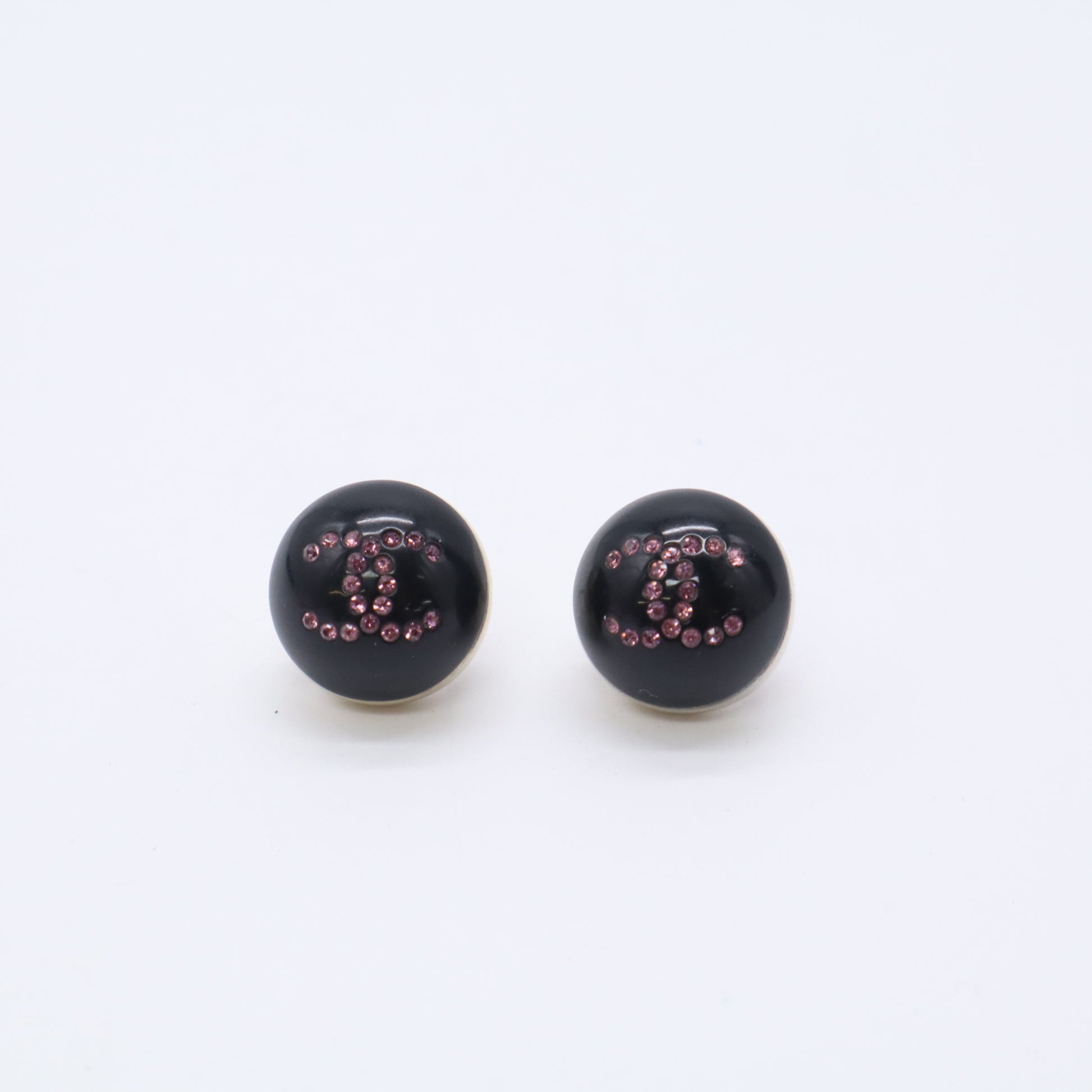 Chanel Black Resin CC Dome Stud Earrings Twins LDJ5633