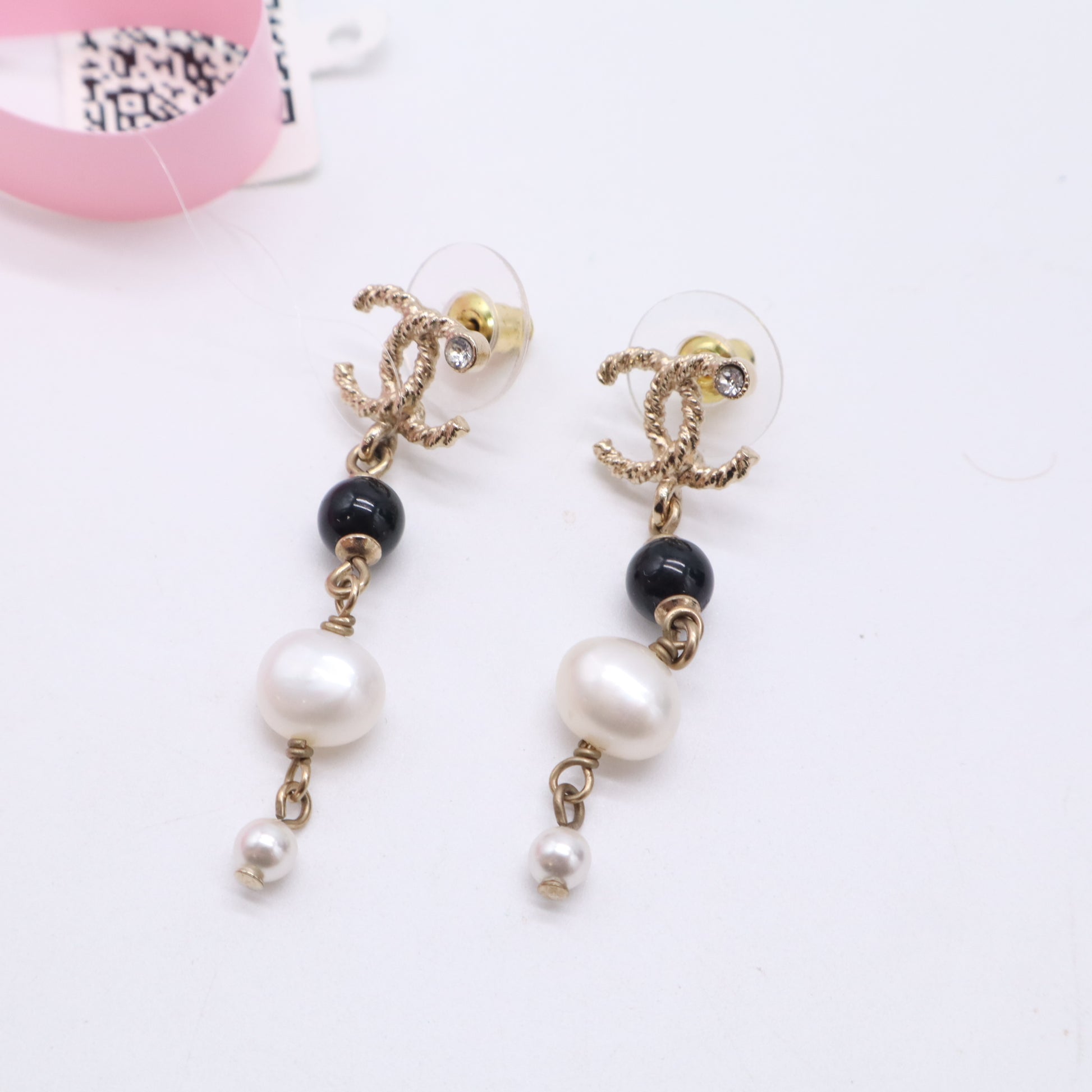 Chanel Gold-Tone Strass Interlocking CC Drop Earrings Twins LDJ5632