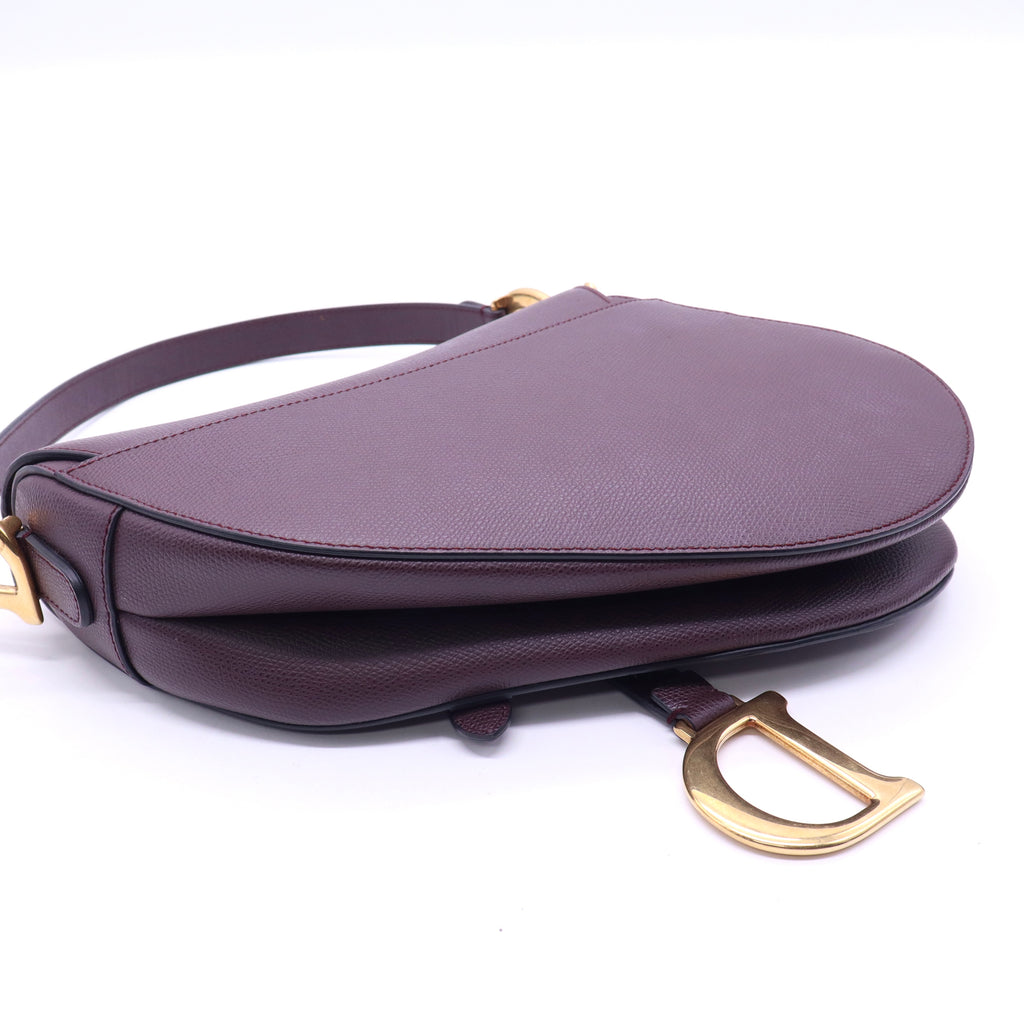 Christian Dior Grained Calfskin Saddle Bag Plum Color twins LDJ3613