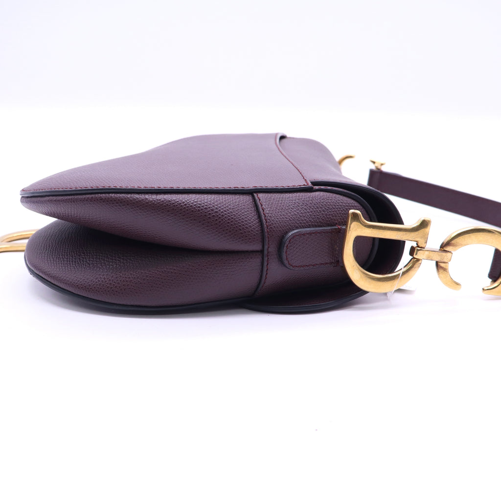 Christian Dior Grained Calfskin Saddle Bag Plum Color twins LDJ3613