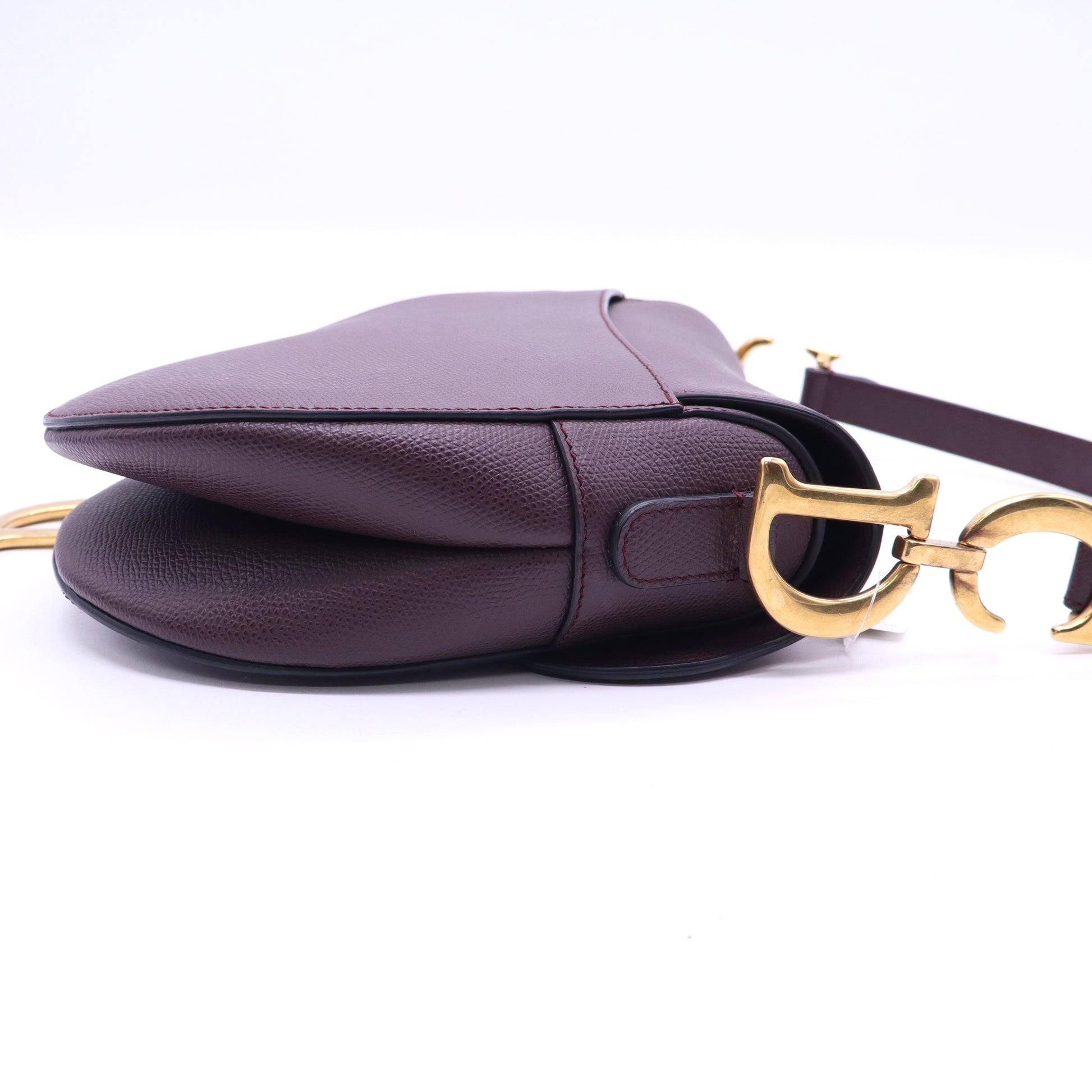 Christian Dior Grained Calfskin Saddle Bag Plum Color twins LDJ3613