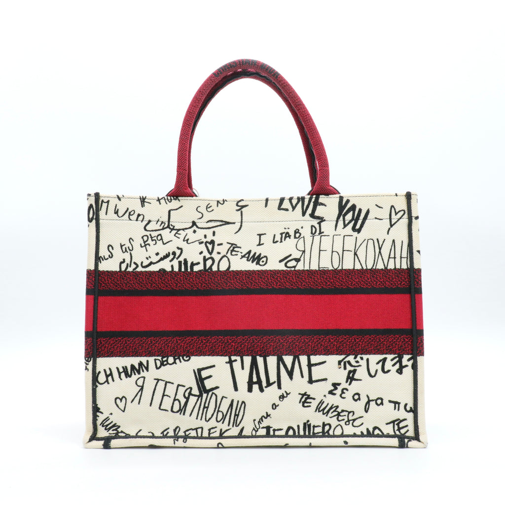Canvas Embroidered Medium Dioramour Graffiti Book Tote Twins