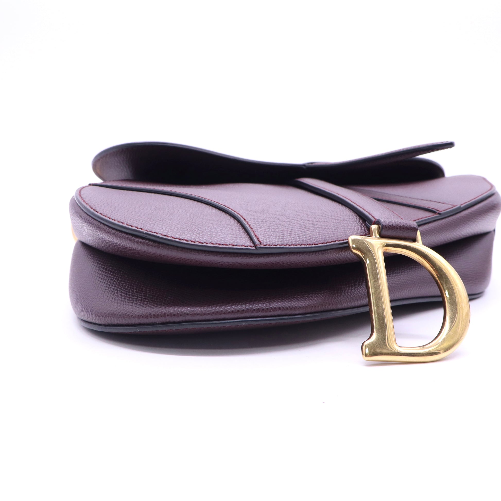 Christian Dior Grained Calfskin Saddle Bag Plum Color twins LDJ3613
