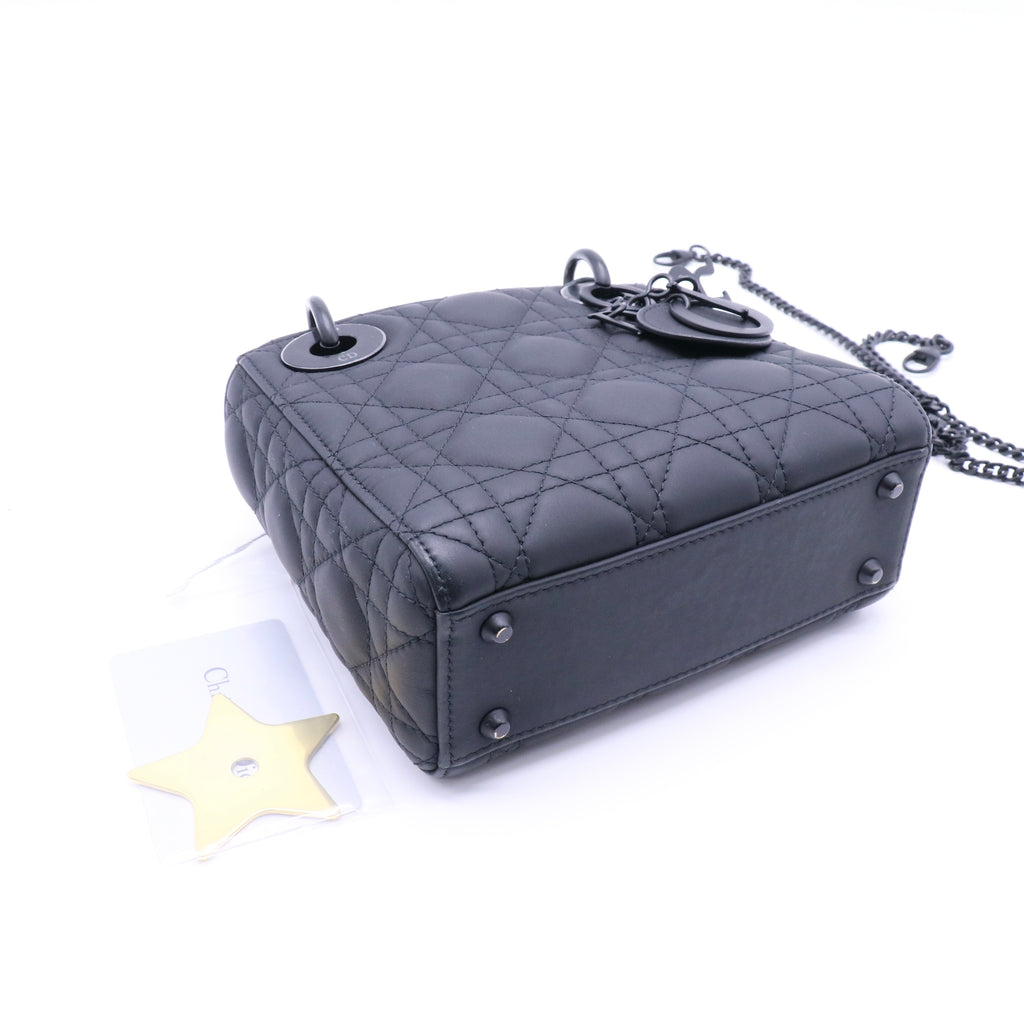 Small Lady Dior My ABCDior Bag Black Ultramatte Cannage Calfskin twins LDJ4199