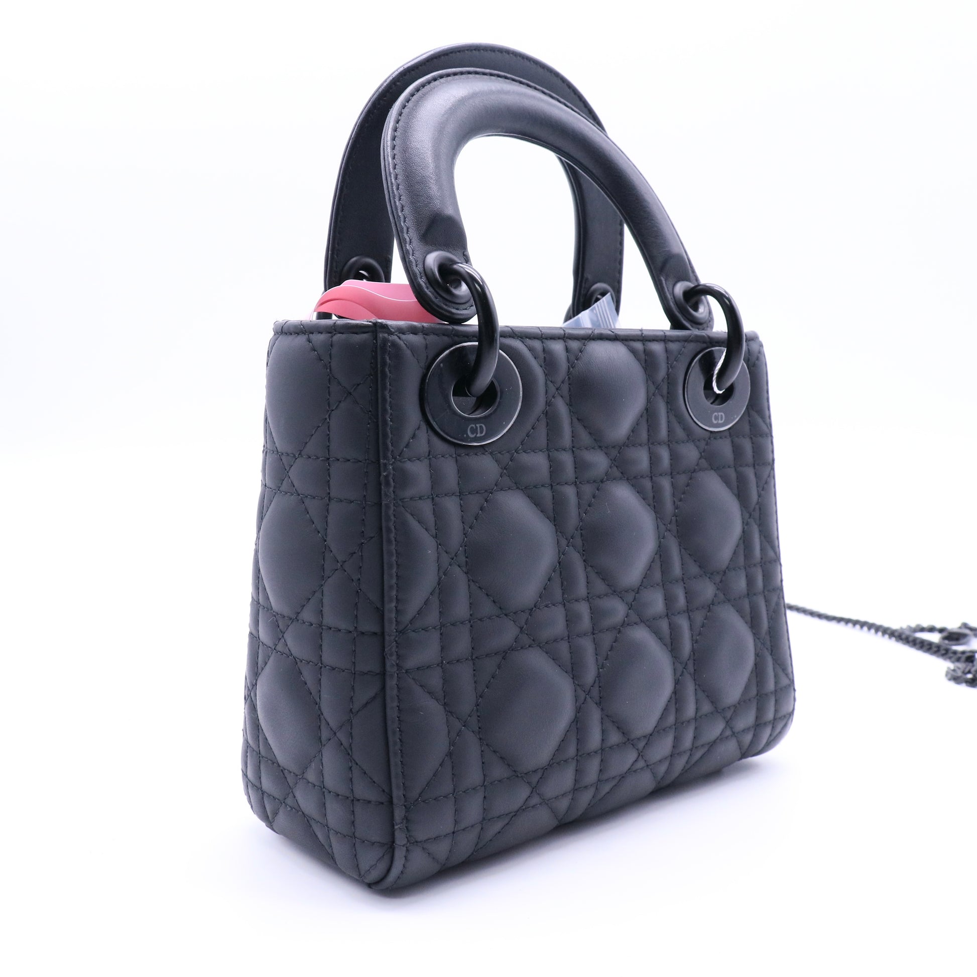 Small Lady Dior My ABCDior Bag Black Ultramatte Cannage Calfskin twins LDJ4199