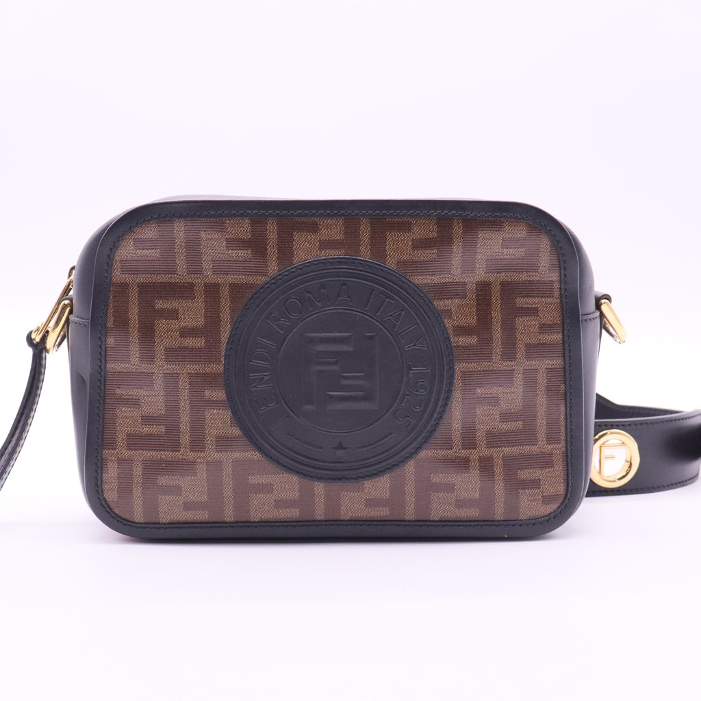 Fendi FF Logo Stamp Camera Bag Zucca Coated Canvas Mini twins