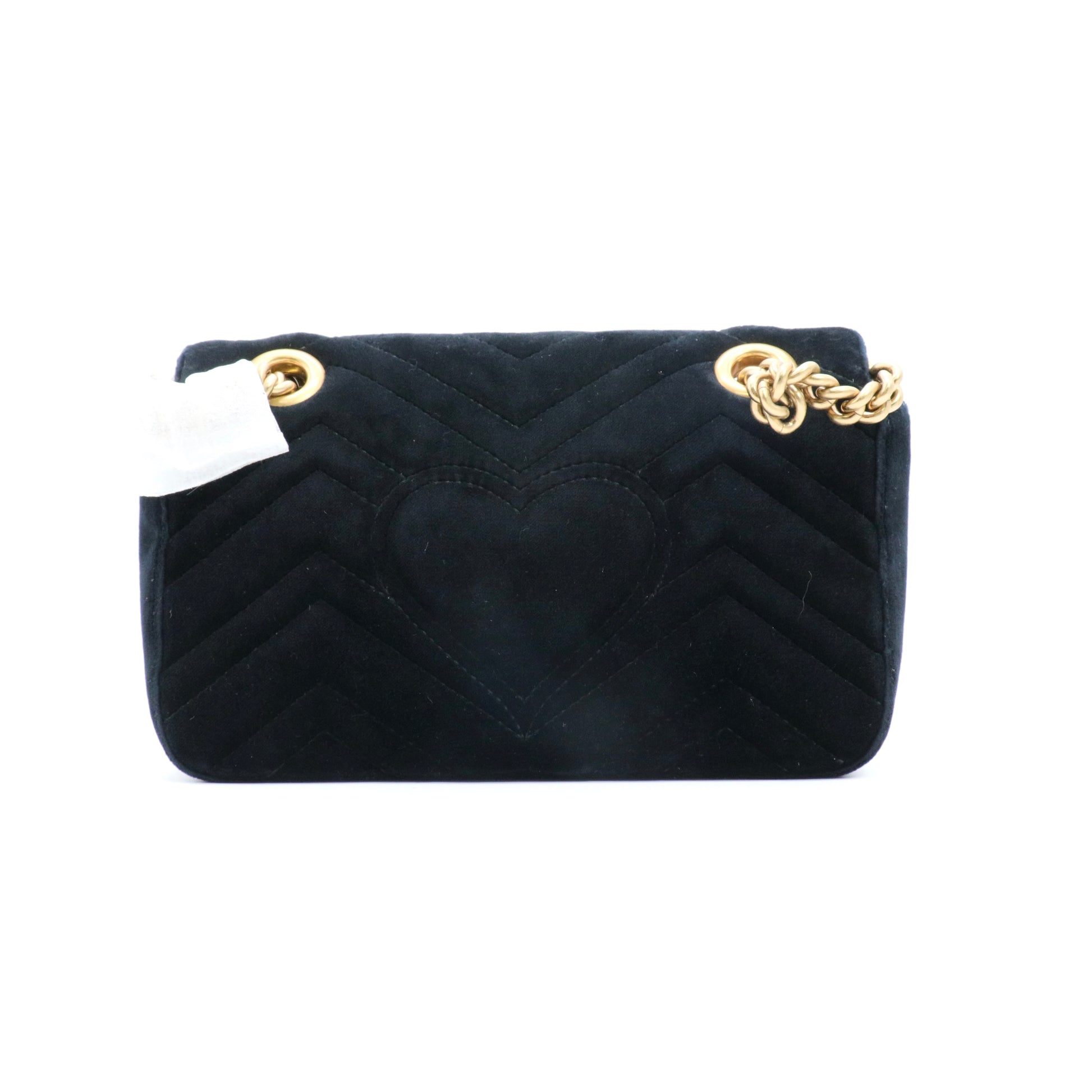 Velvet Matelasse Embroidered Mini GG Marmont Shoulder Bag Black Twins