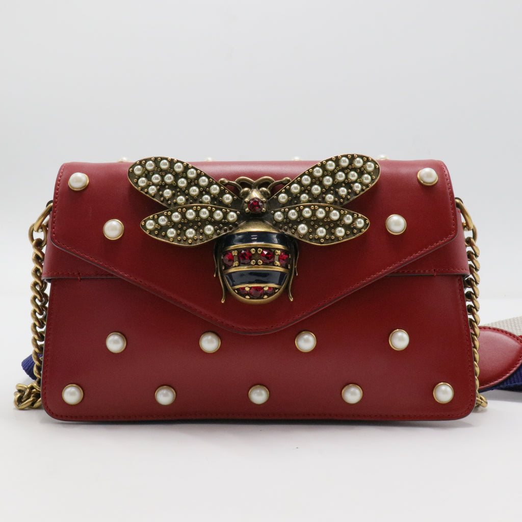 Broadway Pearly Bee Shoulder Bag Embellished Leather Mini for diva