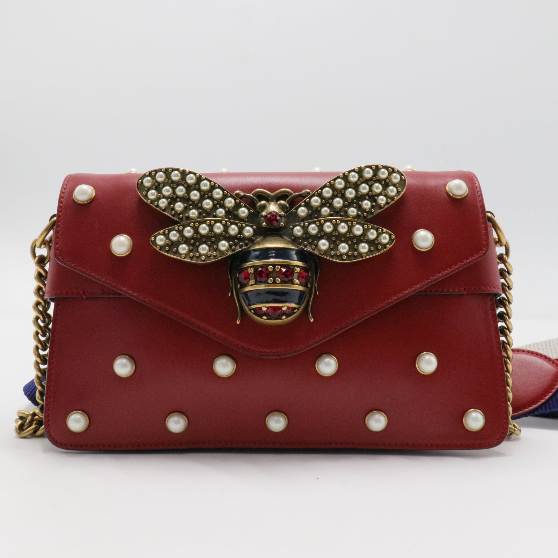 Broadway Pearly Bee Shoulder Bag Embellished Leather Mini for diva
