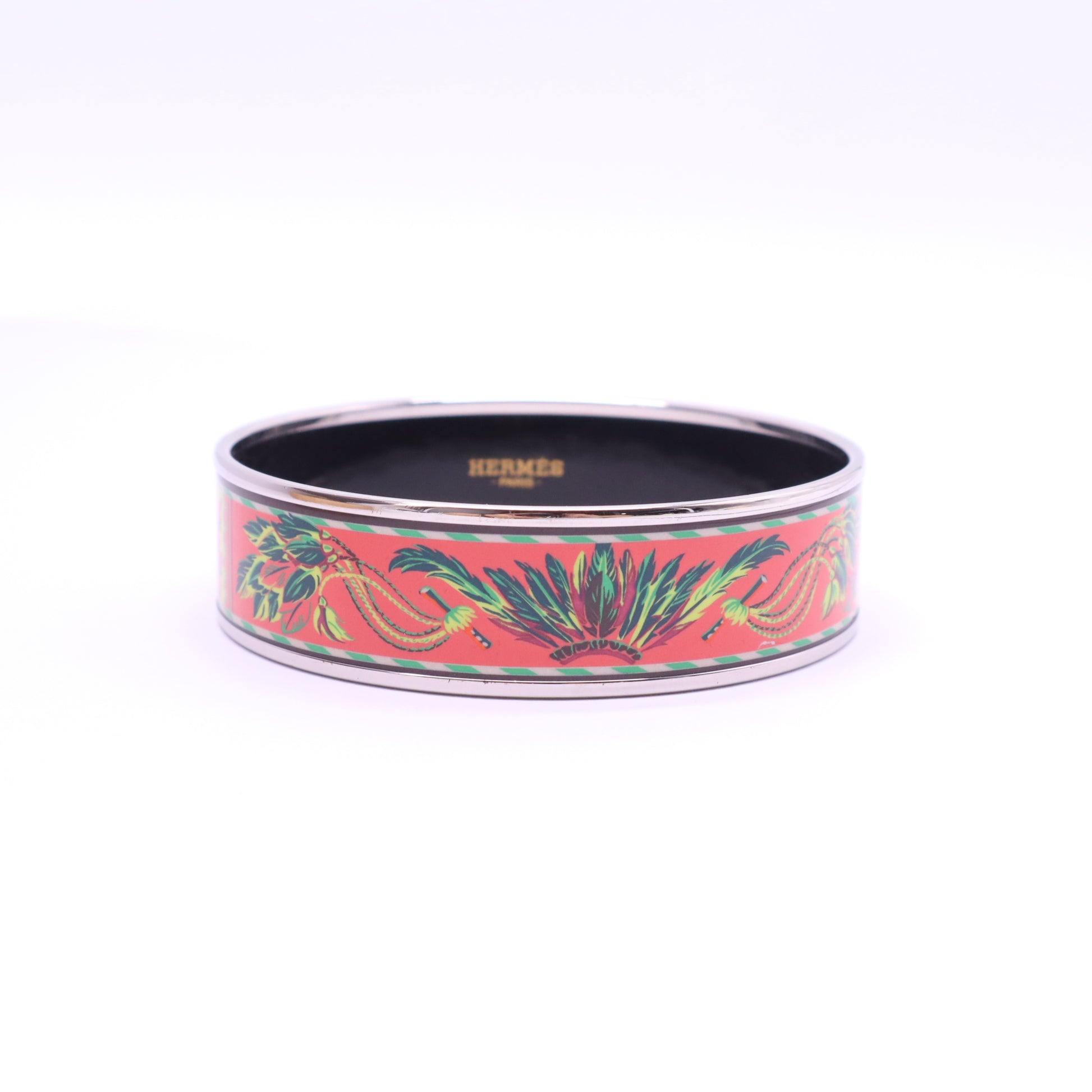 Hermès Brazil Printed Enamel Wide Bangle Bracelet W21347