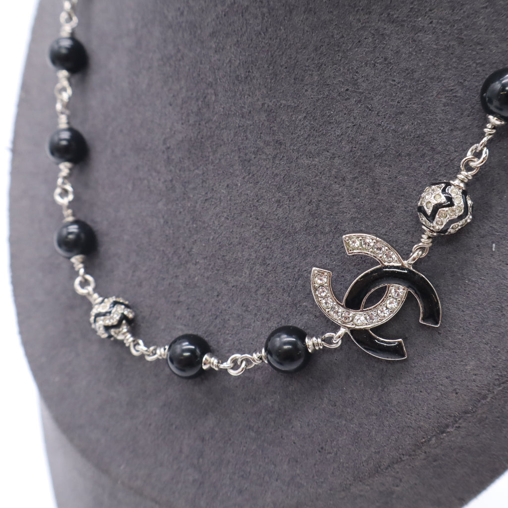 Chanel Ruthenium Beaded CC Long Necklace W23054