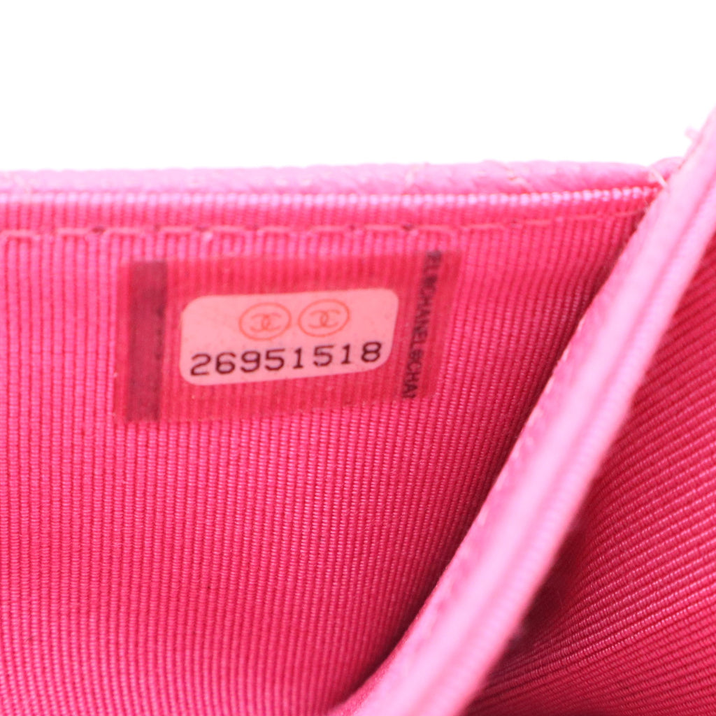 Caviar Quilted Flap Card Holder Wallet Fuchsia twins