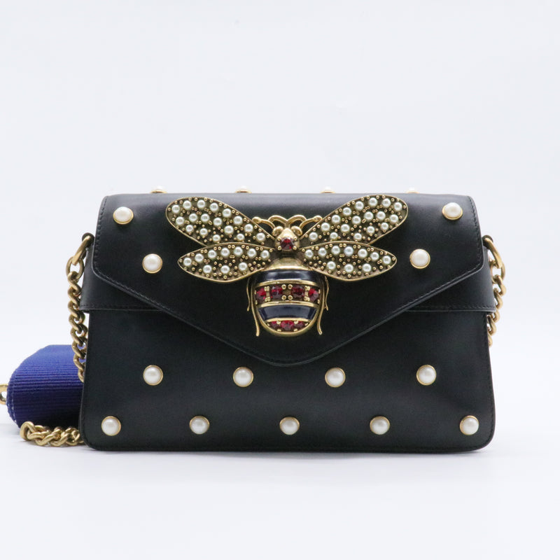 Broadway Pearly Bee Shoulder Bag Embellished Leather Mini