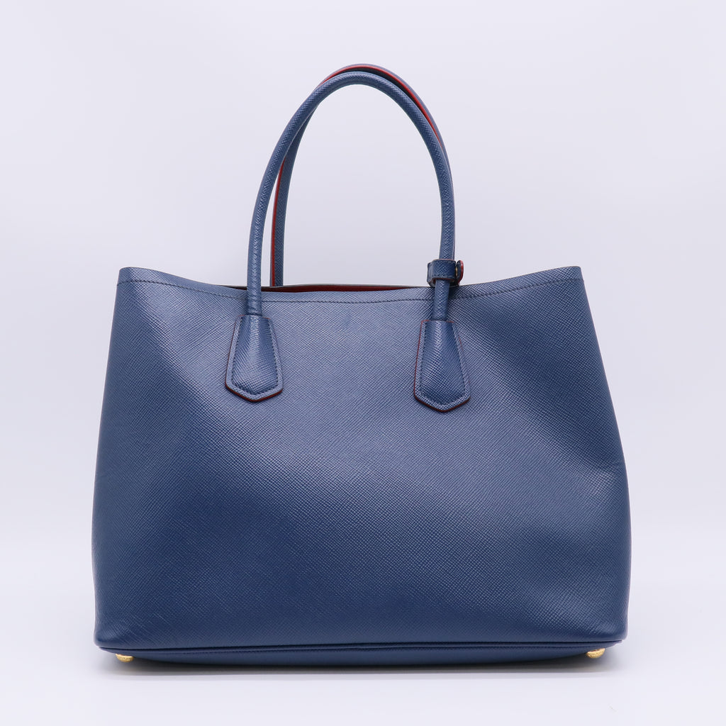 Prada Blue Saffiano Leather Double Handle Tote Bag twins B23051