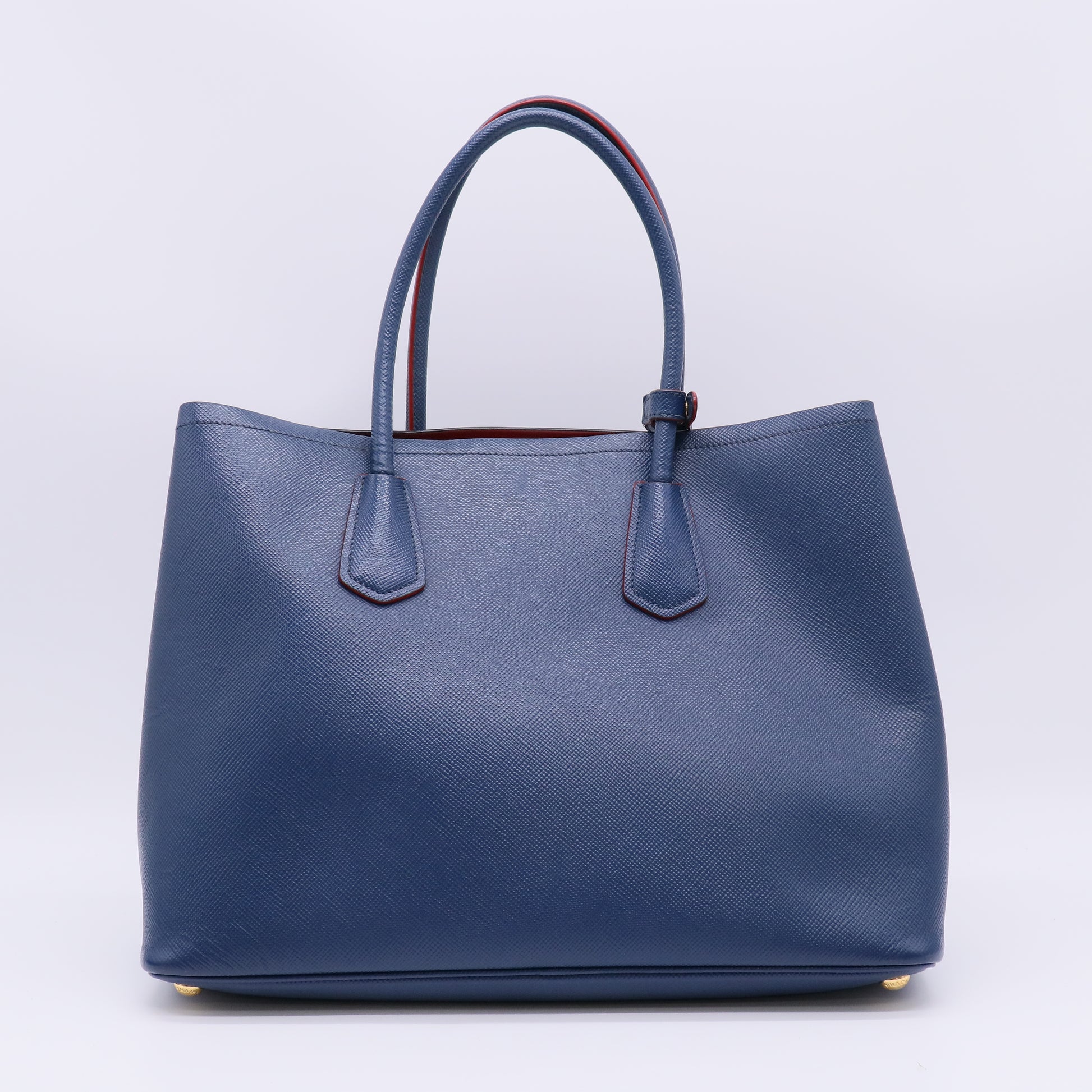 Prada Blue Saffiano Leather Double Handle Tote Bag twins B23051