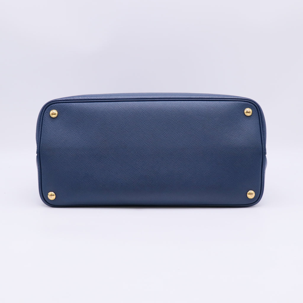 Prada Blue Saffiano Leather Double Handle Tote Bag twins B23051