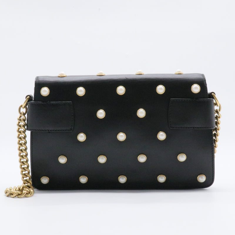 Broadway Pearly Bee Shoulder Bag Embellished Leather Mini