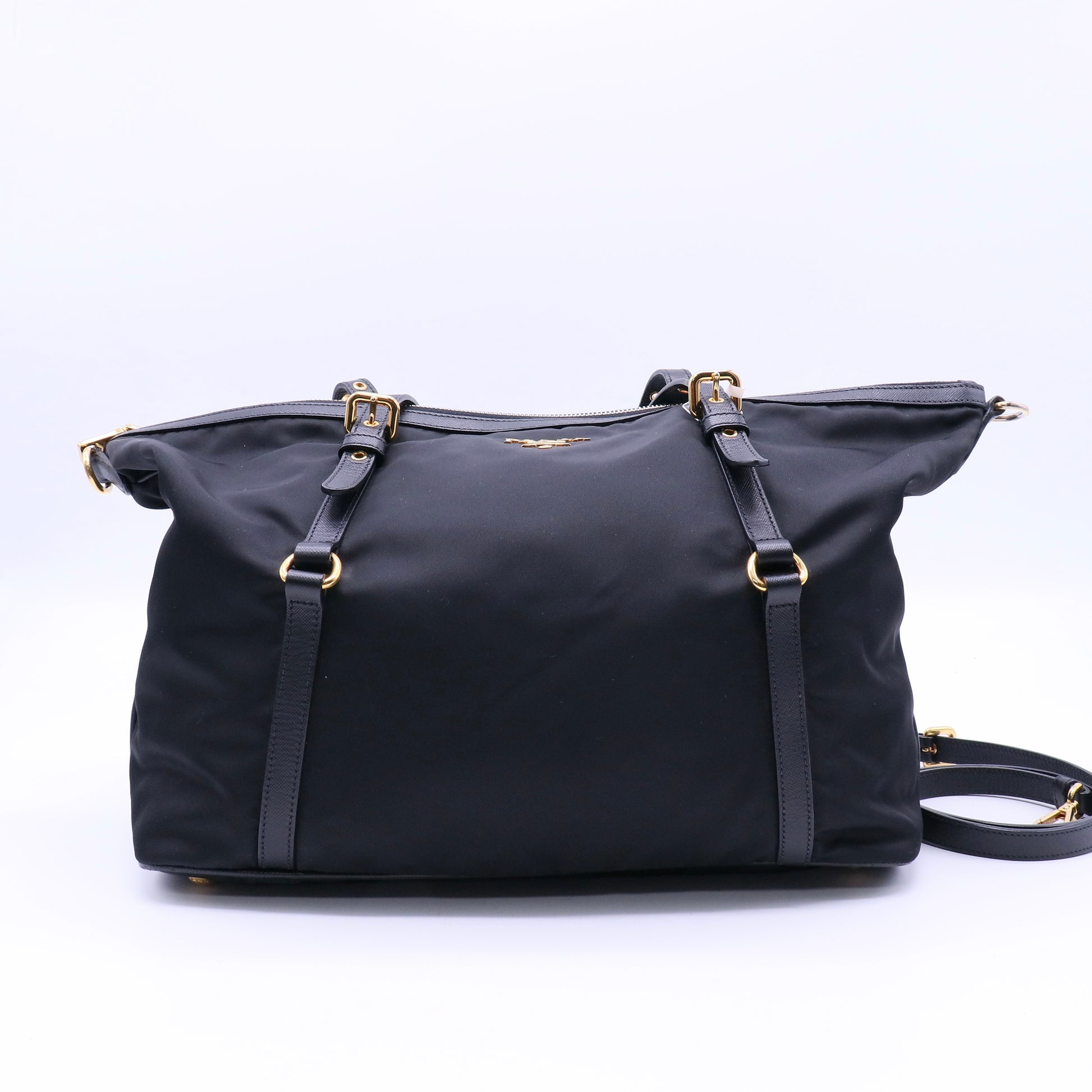 Prada Tessuto Nylon Jacquard Logo Tote Nero Black twins LDJ4108