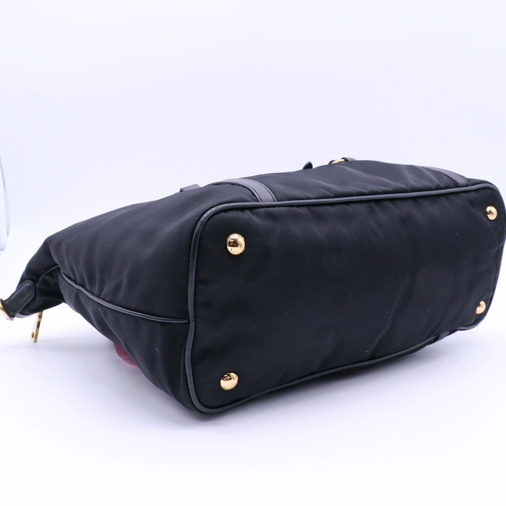 Prada Tessuto Nylon Jacquard Logo Tote Nero Black twins LDJ4108