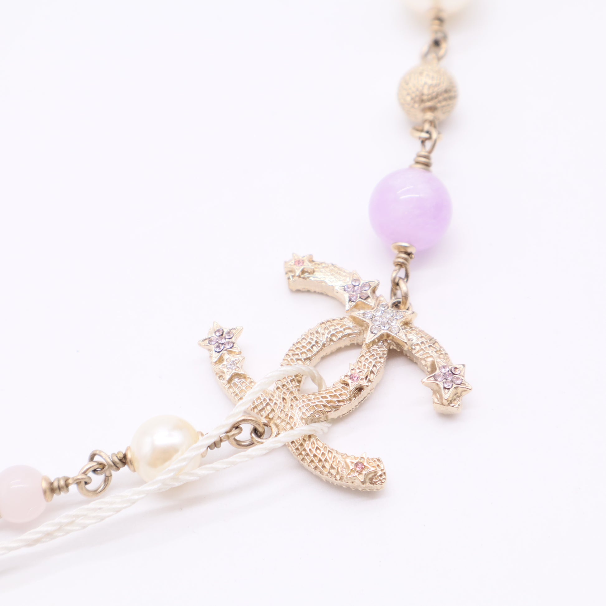 Chanel Pink/Purple Beaded CC Star Choker Necklace Twins LDJ2845
