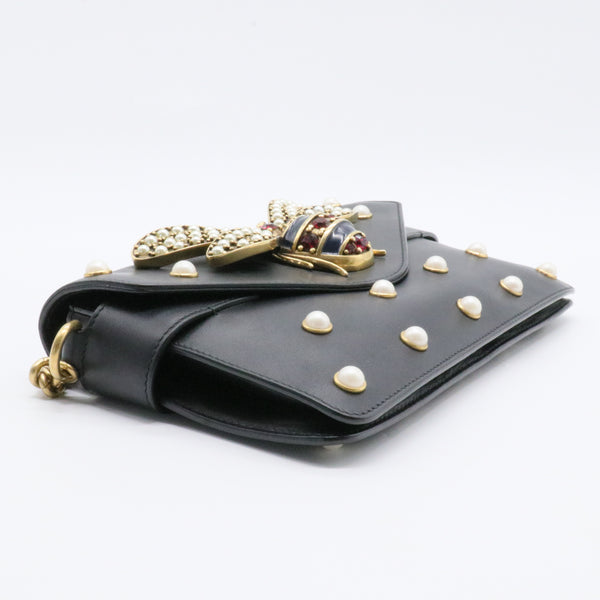 Broadway Pearly Bee Shoulder Bag Embellished Leather Mini