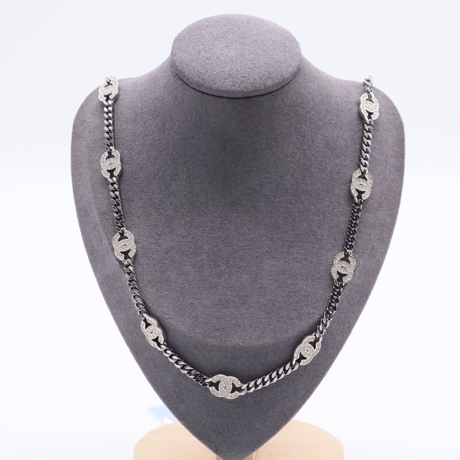 CC Link Choker Necklace Metal with Crystals Twins LDJ2849