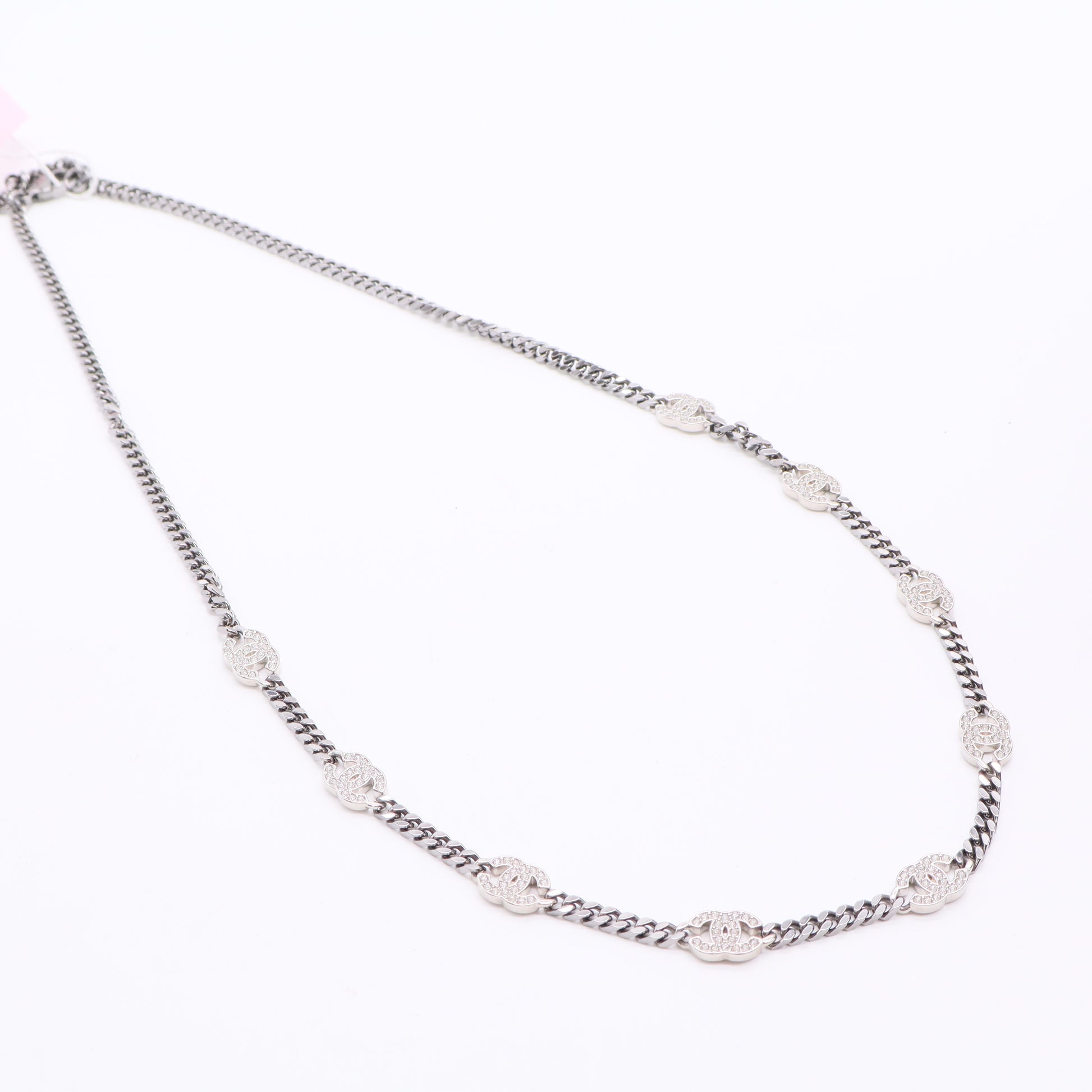CC Link Choker Necklace Metal with Crystals Twins LDJ2849