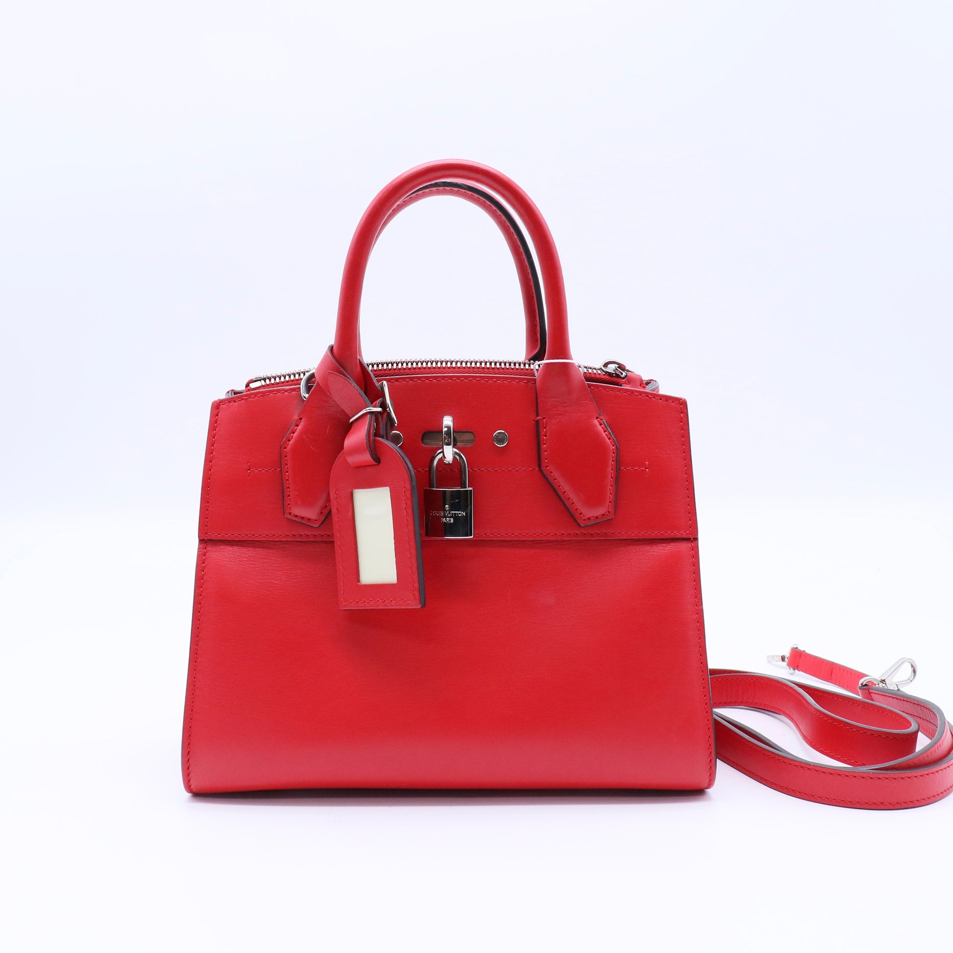 Louis Vuitton Red Smooth Leather City Steamer Bag twins LDJ4157