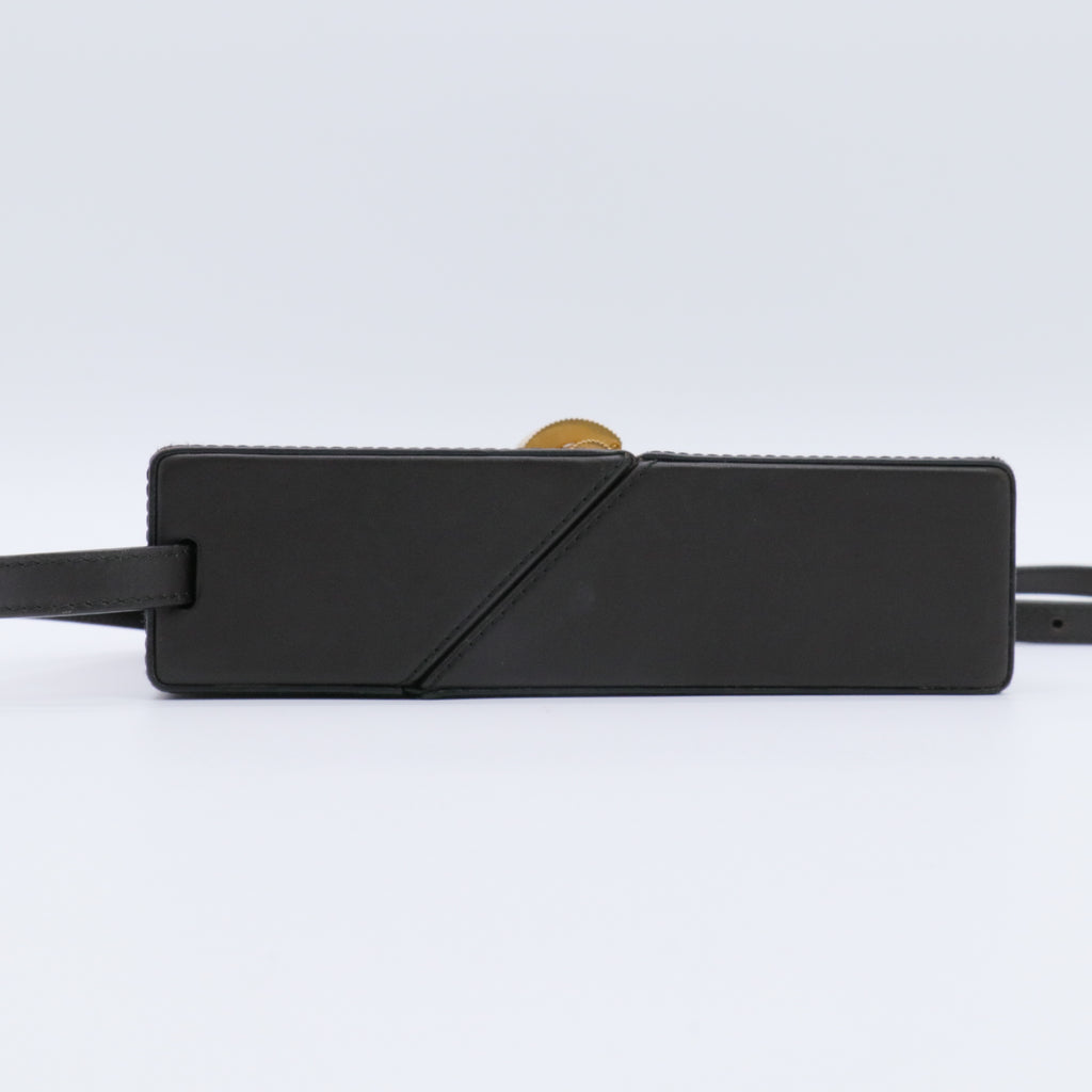 Black leather Daisey box crossbody bag Gold-color brass ribbed clasp For Gisel