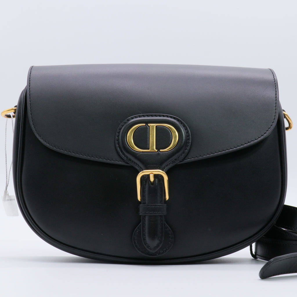 Box Calfskin Medium Bobby Flap Black twins