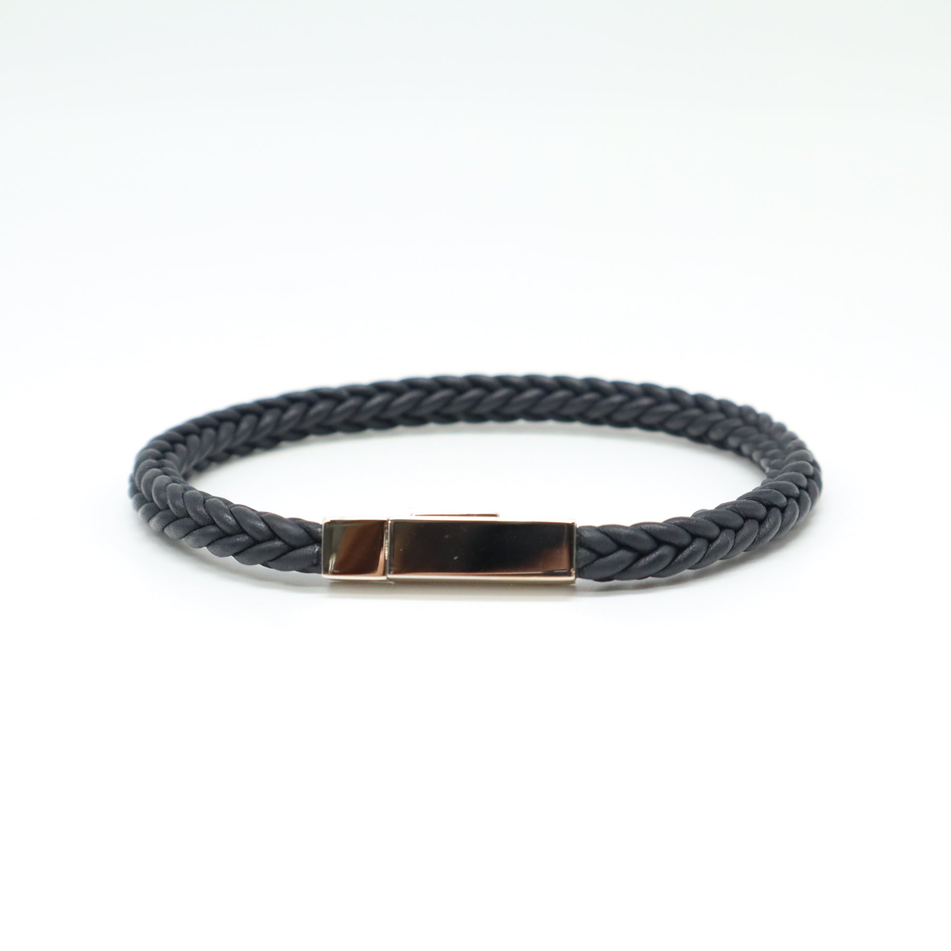 Hermes Braided Leather Bracelet with Stainless Steel Clasp W21682