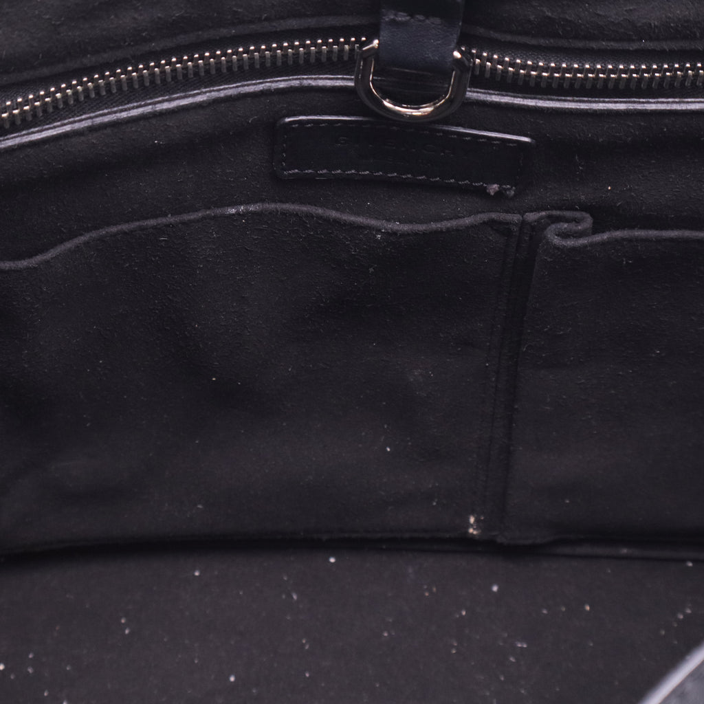 Black Leather Stud Couture Medium Shark Lock Satchel Bag twins